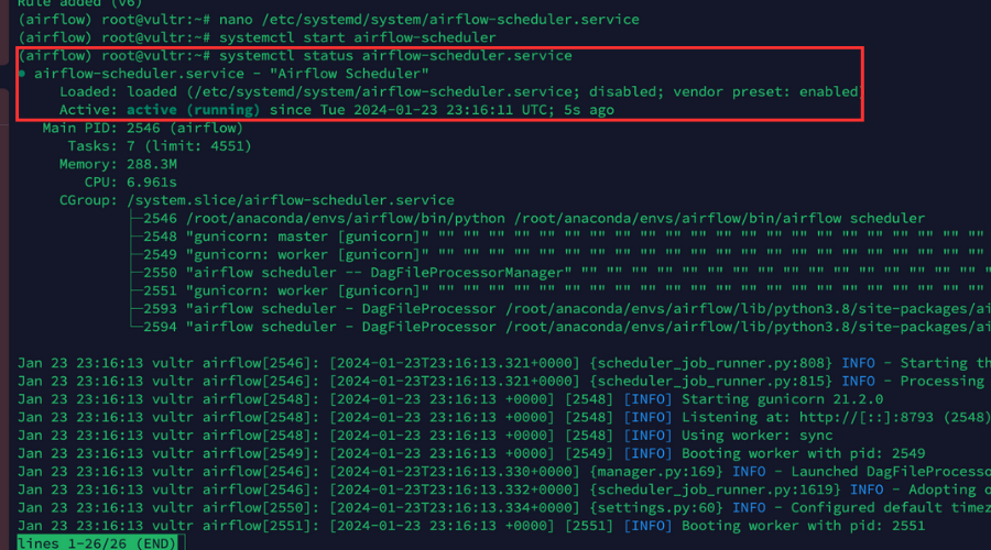 airflow-scheduler service status check